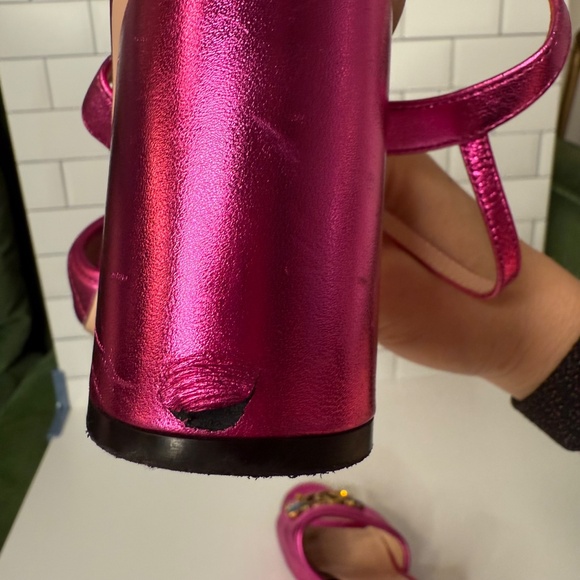 Gucci Pink Metallic Marmont Sandals with Crystal GG – Size 39 - Picture 5 of 10